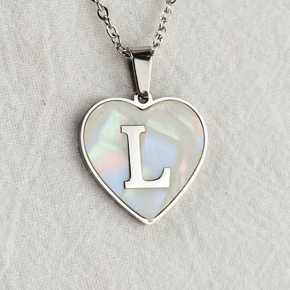 Wholesale Cute Sweet Letter Titanium Steel Plating Inlay Shell Pendant Necklace