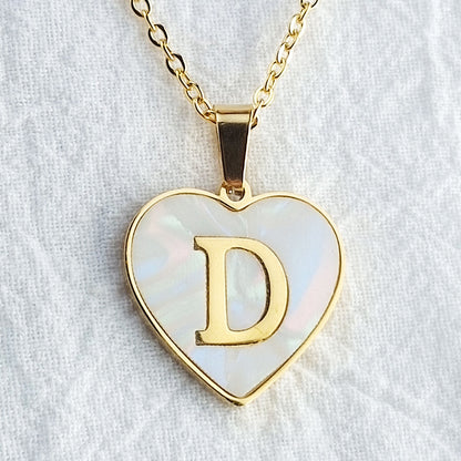 Wholesale Cute Sweet Letter Titanium Steel Plating Inlay Shell Pendant Necklace