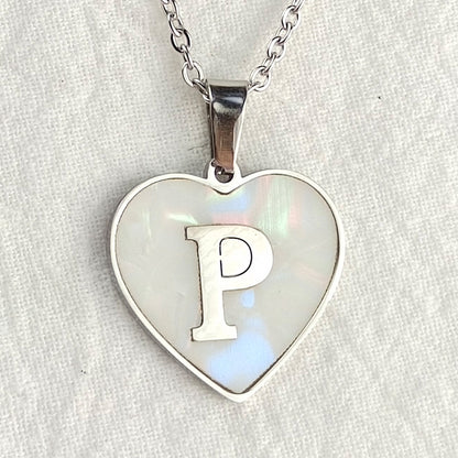 Wholesale Cute Sweet Letter Titanium Steel Plating Inlay Shell Pendant Necklace