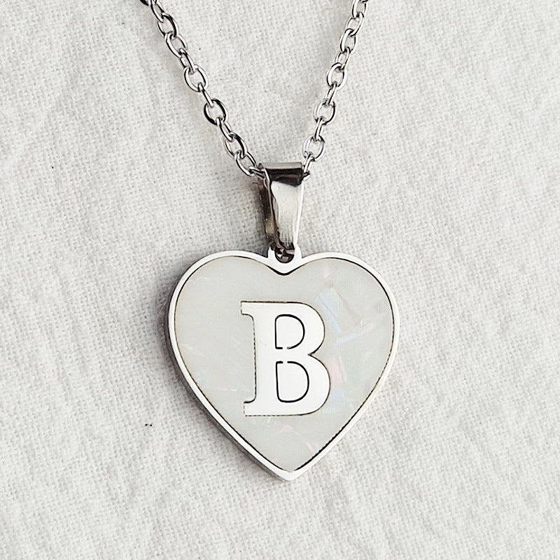 Wholesale Cute Sweet Letter Titanium Steel Plating Inlay Shell Pendant Necklace