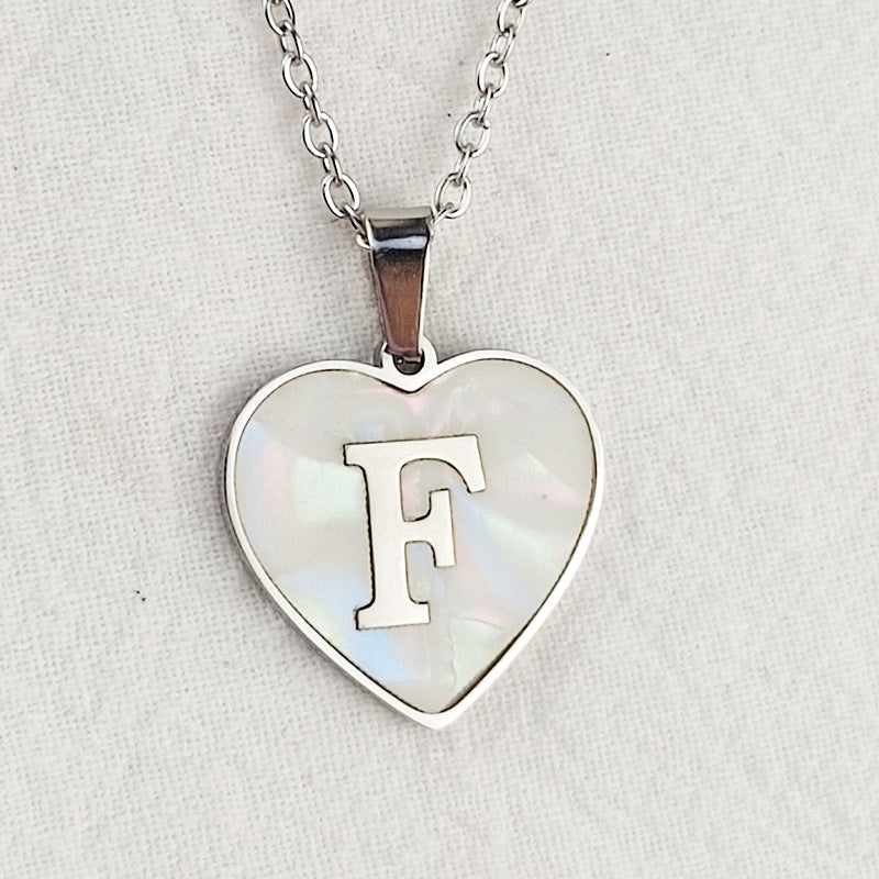 Wholesale Cute Sweet Letter Titanium Steel Plating Inlay Shell Pendant Necklace