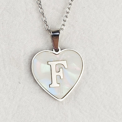 Wholesale Cute Sweet Letter Titanium Steel Plating Inlay Shell Pendant Necklace