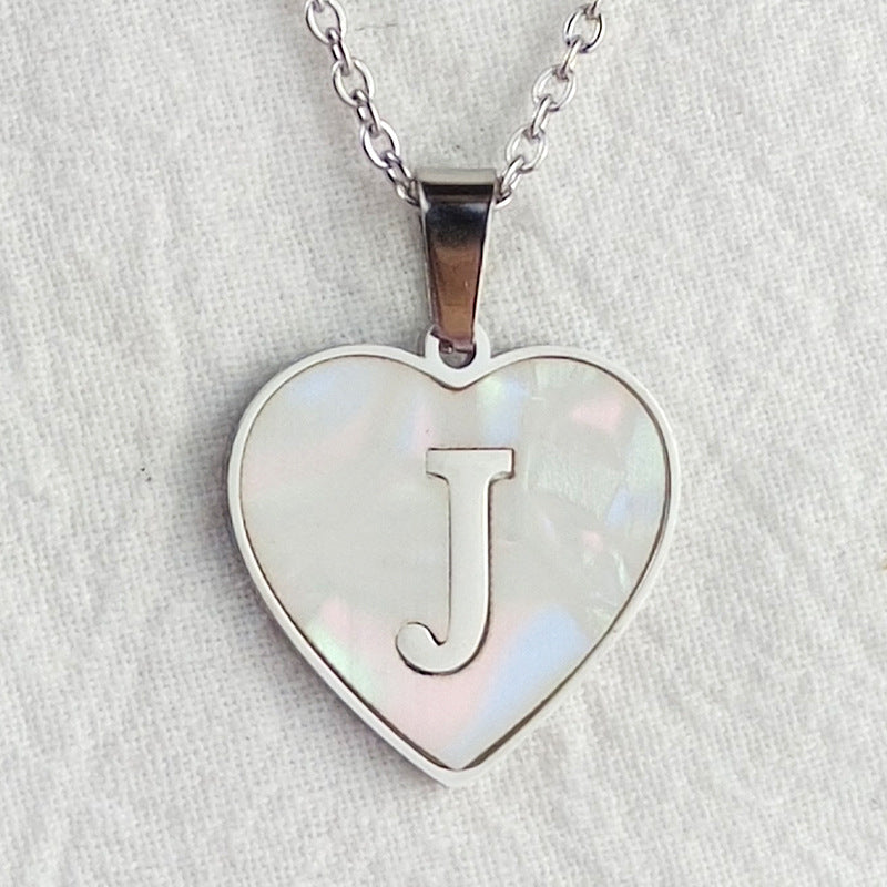 Wholesale Cute Sweet Letter Titanium Steel Plating Inlay Shell Pendant Necklace