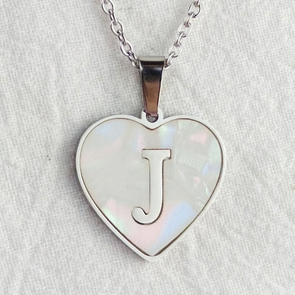 Wholesale Cute Sweet Letter Titanium Steel Plating Inlay Shell Pendant Necklace