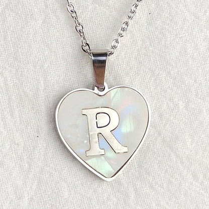 Wholesale Cute Sweet Letter Titanium Steel Plating Inlay Shell Pendant Necklace