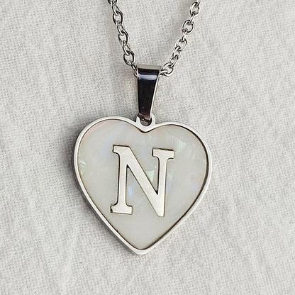 Wholesale Cute Sweet Letter Titanium Steel Plating Inlay Shell Pendant Necklace