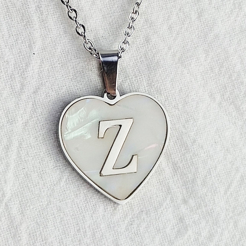 Wholesale Cute Sweet Letter Titanium Steel Plating Inlay Shell Pendant Necklace