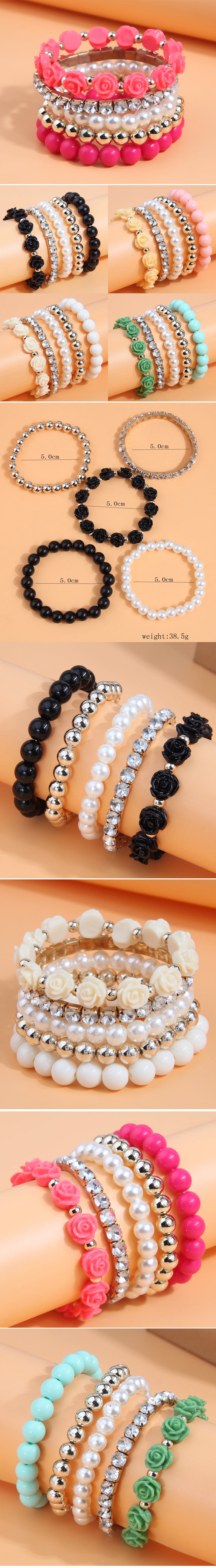 Simple Style Solid Color Flower Ccb Arylic Beaded Women's Bracelets