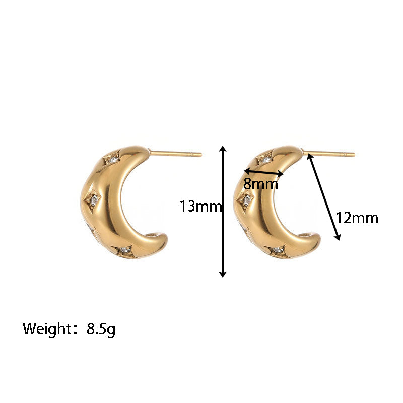 1 Pair Fashion Star Titanium Steel Plating Ear Studs