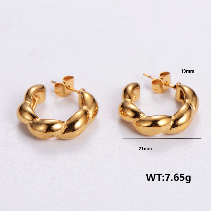 1 Pair Vintage Style C Shape Bow Knot Plating Stainless Steel 24k Gold Plated Ear Studs