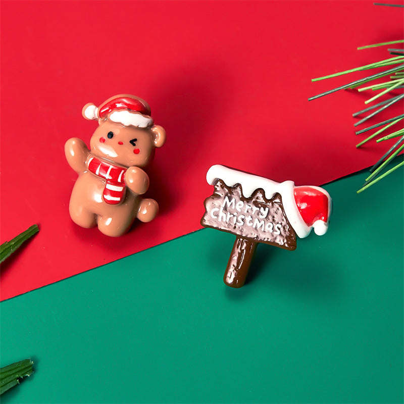 1 Pair Cute Christmas Tree Santa Claus Gingerbread Plating Arylic Ear Studs
