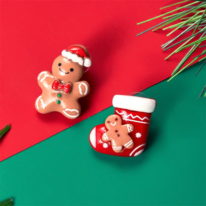 1 Pair Cute Christmas Tree Santa Claus Gingerbread Plating Arylic Ear Studs