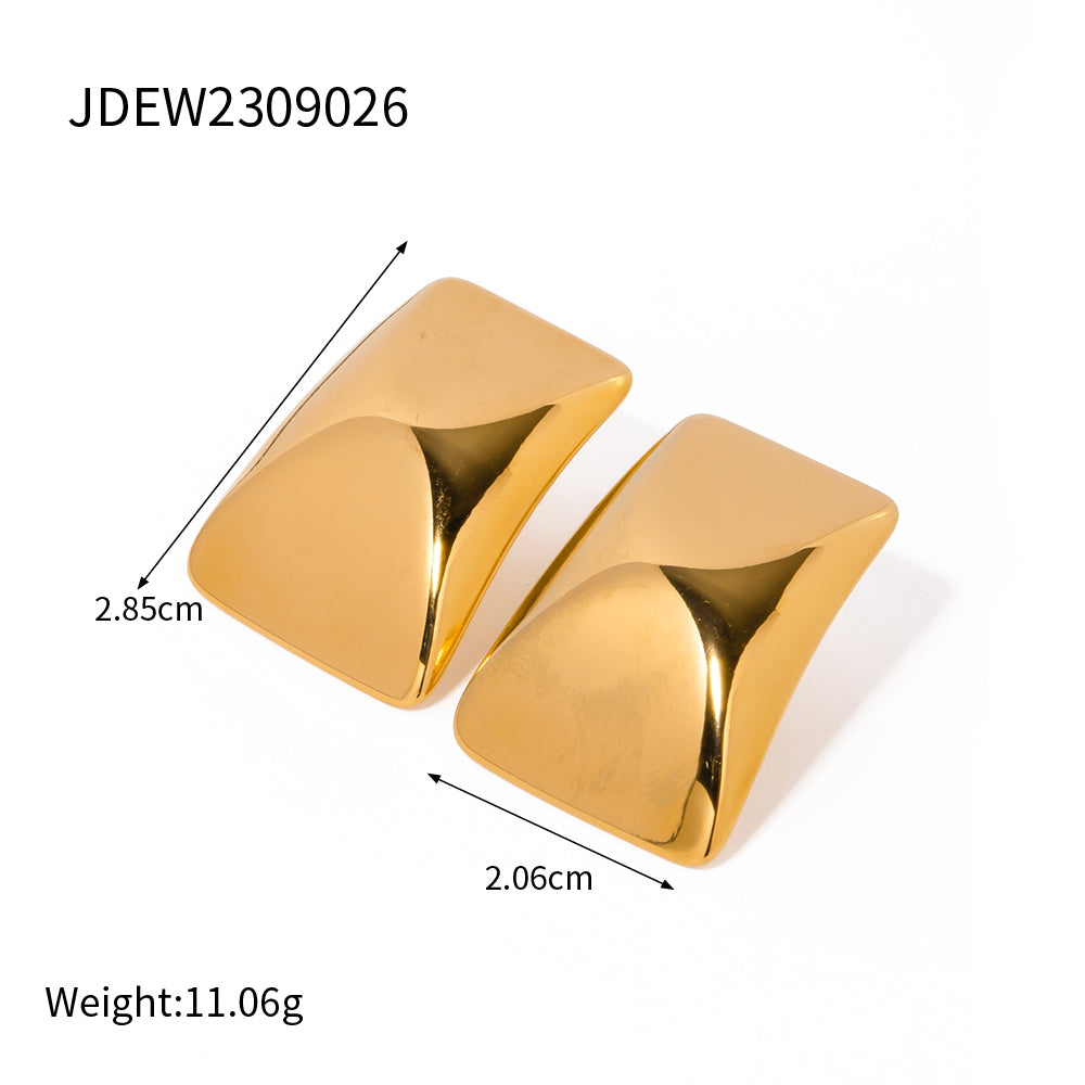 1 Pair Ig Style Vintage Style Square Plating Stainless Steel 18k Gold Plated Ear Studs