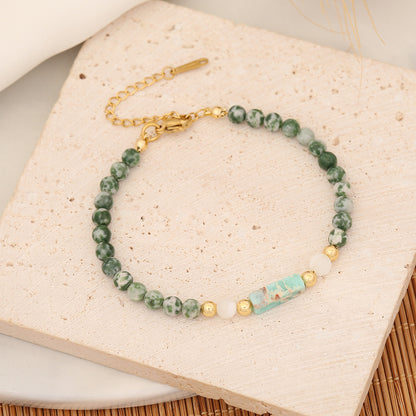 Ig Style Vintage Style Geometric Color Block Stainless Steel Natural Stone Copper Bracelets In Bulk