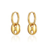 1 Pair Ig Style Elegant Simple Style Coffee Beans Solid Color Plating Stainless Steel 18k Gold Plated Hoop Earrings