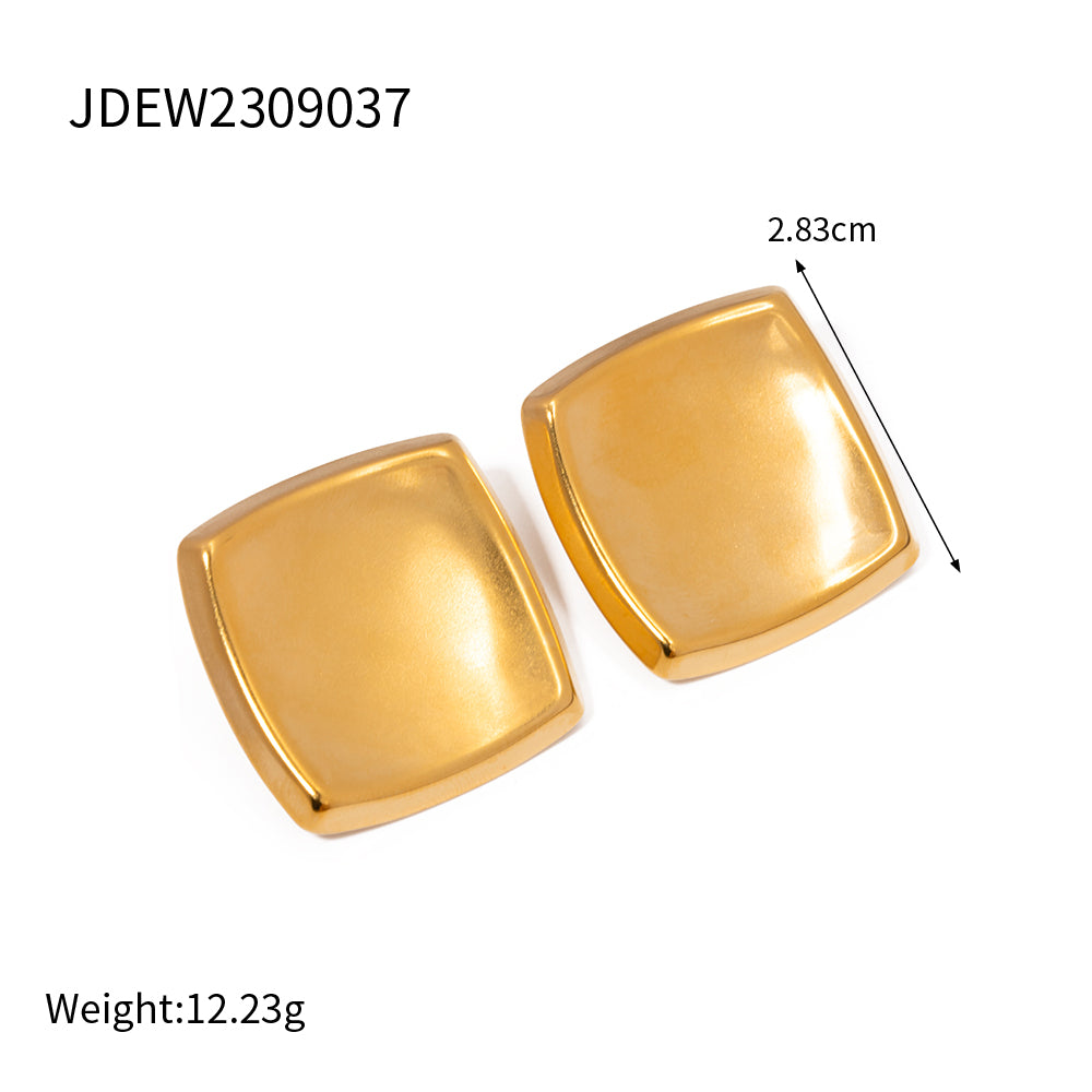 1 Pair Ig Style Vintage Style Square Plating Stainless Steel 18k Gold Plated Ear Studs