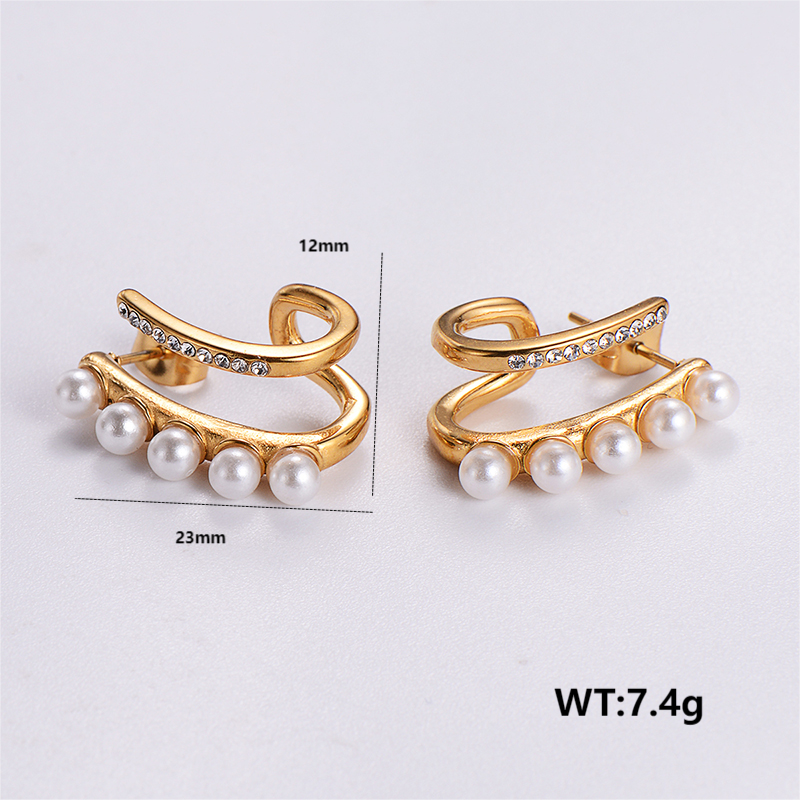 1 Pair Simple Style Solid Color Plating Stainless Steel 24k Gold Plated Ear Studs