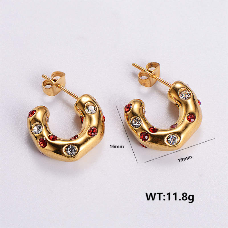 1 Pair Vintage Style Flower Bow Knot Plating Inlay Stainless Steel Rhinestones 24k Gold Plated Ear Studs