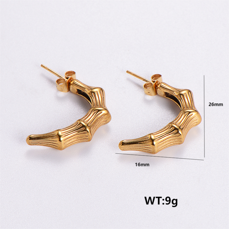 1 Pair Vintage Style Solid Color Plating Stainless Steel 24k Gold Plated Ear Studs
