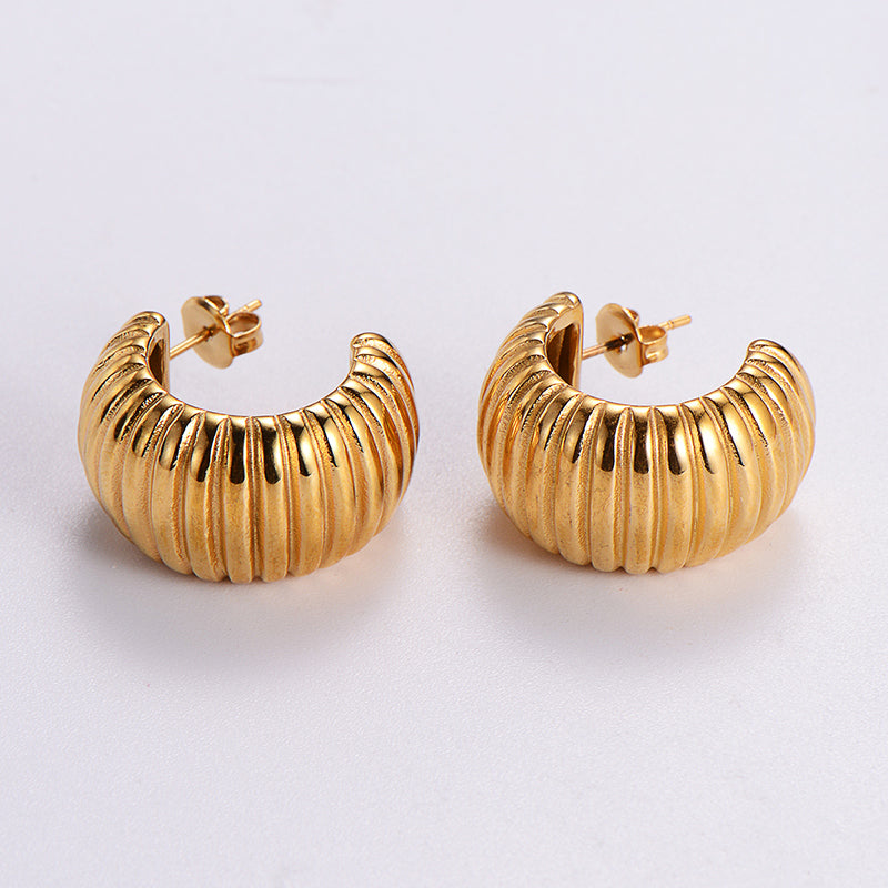 1 Pair Vintage Style Solid Color Plating Stainless Steel 24k Gold Plated Ear Studs