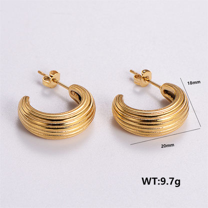 1 Pair Vintage Style Solid Color Plating Stainless Steel 24k Gold Plated Ear Studs