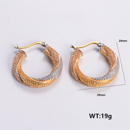 1 Pair Vintage Style Solid Color Plating Stainless Steel 24k Gold Plated Ear Studs