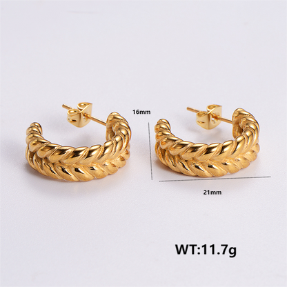 1 Pair Vintage Style Solid Color Plating Stainless Steel 24k Gold Plated Ear Studs