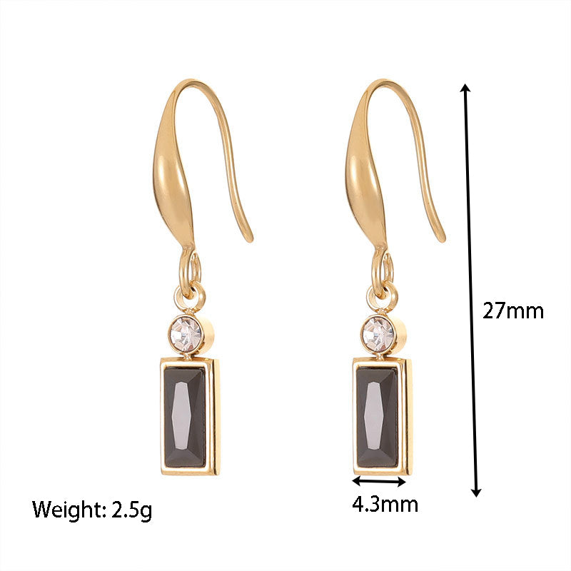 Fashion Geometric Titanium Steel Plating Zircon Earrings 1 Pair