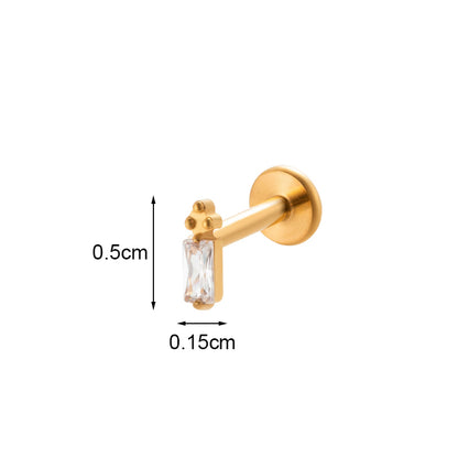 1 Piece Ig Style Vintage Style Geometric Flower Bow Knot Plating Inlay Titanium Alloy Zircon 18k Gold Plated Lip Stud Ear Studs