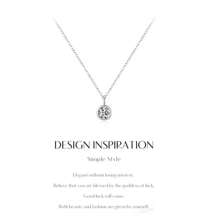 Ig Style Elegant Round Sterling Silver Gra Plating Inlay Moissanite Rhodium Plated Pendant Necklace