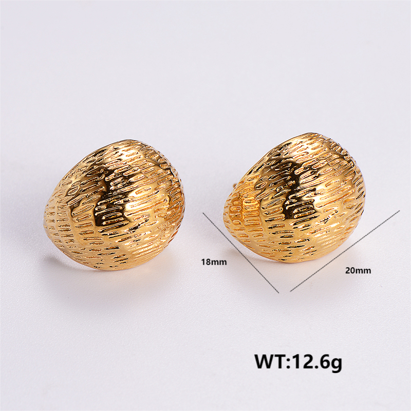 1 Pair Vintage Style C Shape Round Plating Stainless Steel 24k Gold Plated Ear Studs