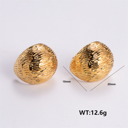 1 Pair Vintage Style C Shape Round Plating Stainless Steel 24k Gold Plated Ear Studs