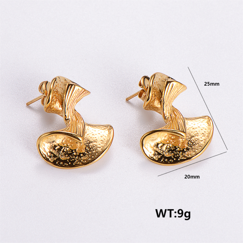 1 Pair Vintage Style C Shape Round Plating Stainless Steel 24k Gold Plated Ear Studs