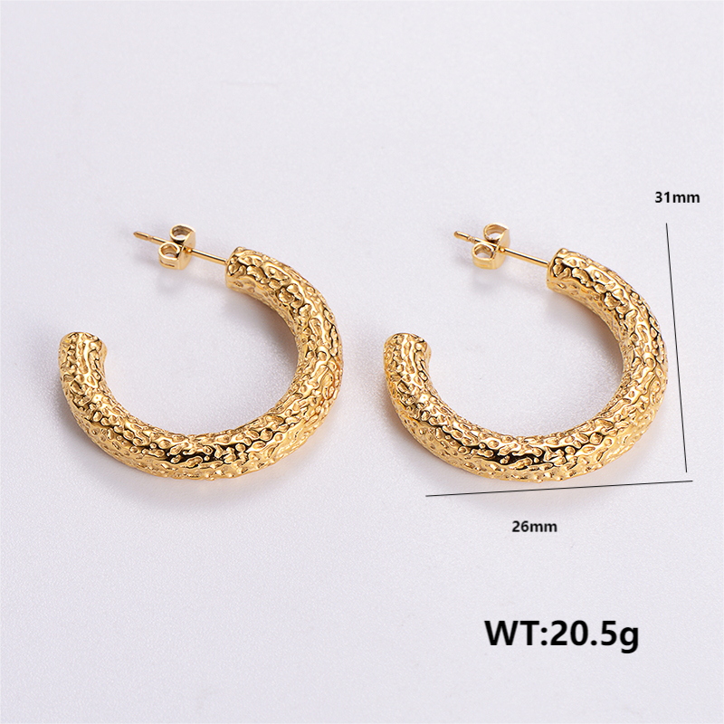 1 Pair Vintage Style C Shape Round Plating Stainless Steel 24k Gold Plated Ear Studs