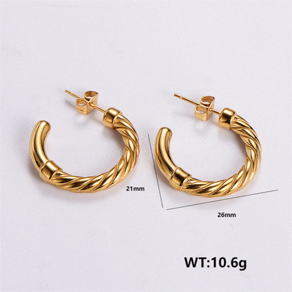 1 Pair Vintage Style Irregular Solid Color Plating Stainless Steel 24k Gold Plated Ear Studs