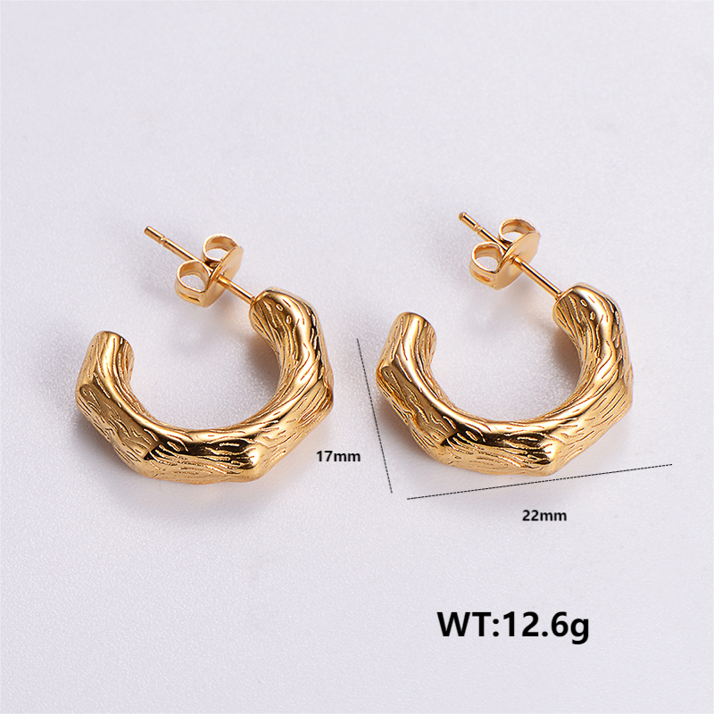 1 Pair Vintage Style Irregular Solid Color Plating Stainless Steel 24k Gold Plated Ear Studs