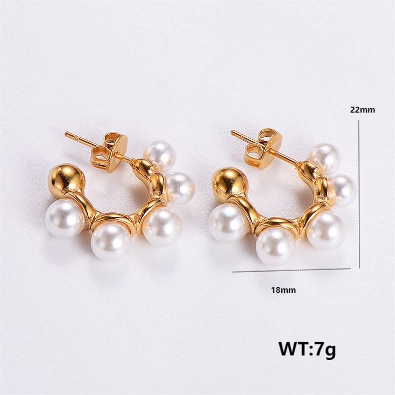 1 Pair Vintage Style C Shape Solid Color Plating Stainless Steel 24k Gold Plated Ear Studs