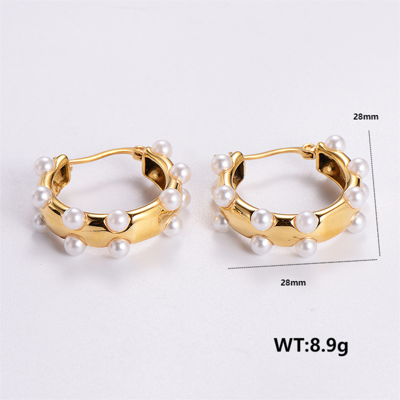 1 Pair Vintage Style C Shape Solid Color Plating Stainless Steel 24k Gold Plated Ear Studs