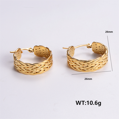 1 Pair Simple Style Solid Color Plating Stainless Steel 24k Gold Plated Earrings