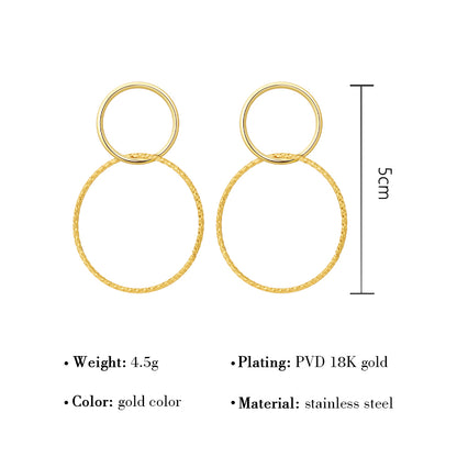 1 Pair Simple Style Solid Color Plating Stainless Steel 18k Gold Plated Drop Earrings