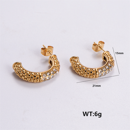 1 Pair Simple Style Solid Color Plating Inlay Stainless Steel Zircon 24k Gold Plated Ear Studs