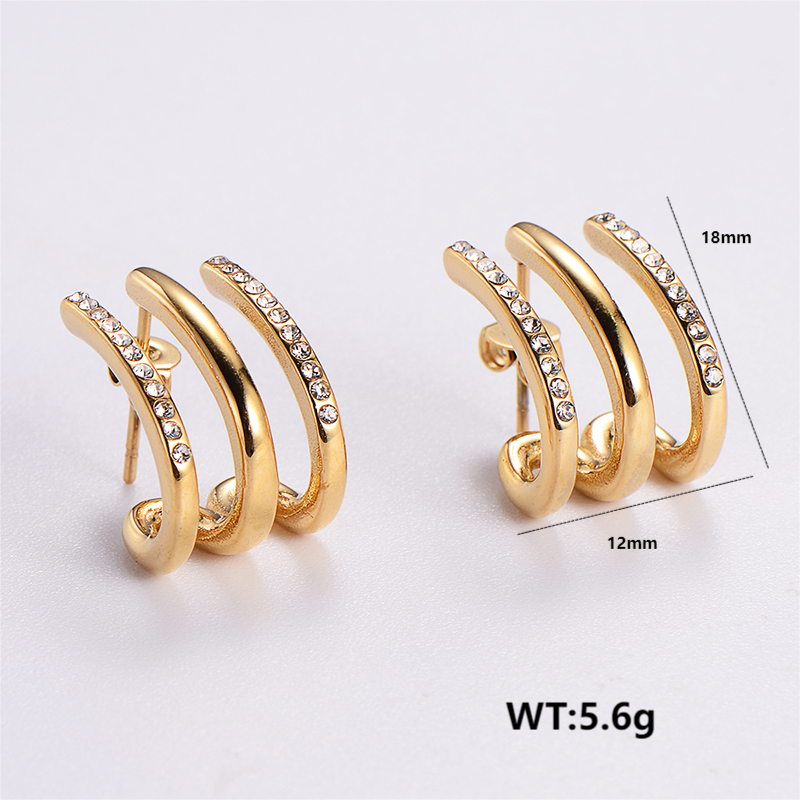 1 Pair Simple Style Solid Color Plating Inlay Stainless Steel Zircon 24k Gold Plated Ear Studs