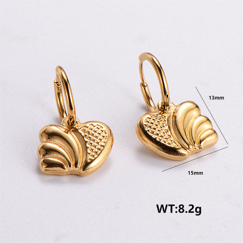 1 Pair Retro Streetwear Geometric Heart Shape Plating Stainless Steel 24k Gold Plated Drop Earrings