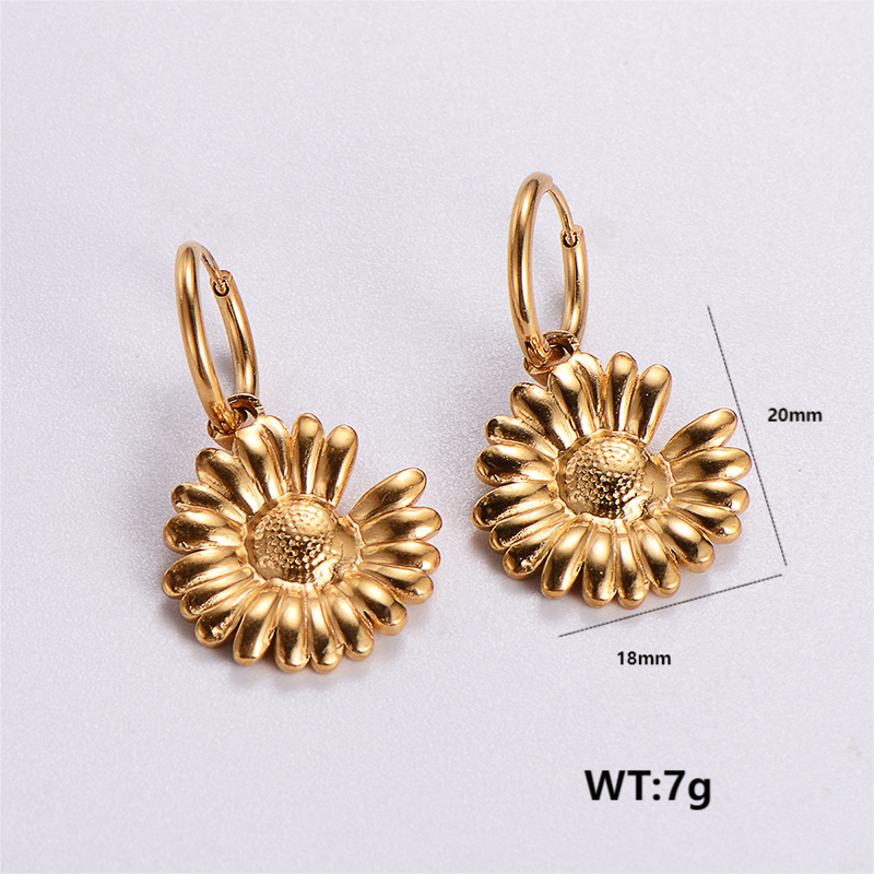 1 Pair Retro Streetwear Geometric Heart Shape Plating Stainless Steel 24k Gold Plated Drop Earrings