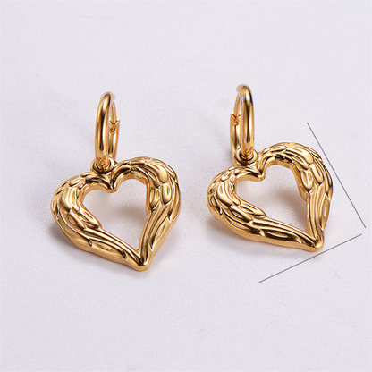 1 Pair Retro Streetwear Geometric Heart Shape Plating Stainless Steel 24k Gold Plated Drop Earrings