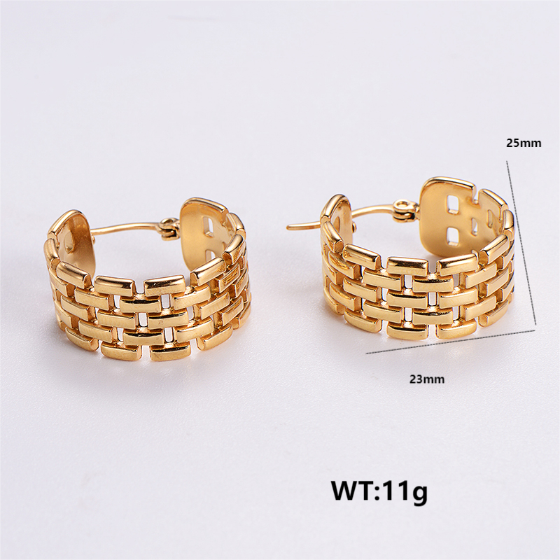 1 Pair Retro Roman Style Geometric Plating Stainless Steel 24k Gold Plated Ear Studs