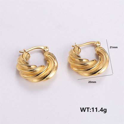 1 Pair Retro Roman Style Geometric Plating Stainless Steel 24k Gold Plated Ear Studs