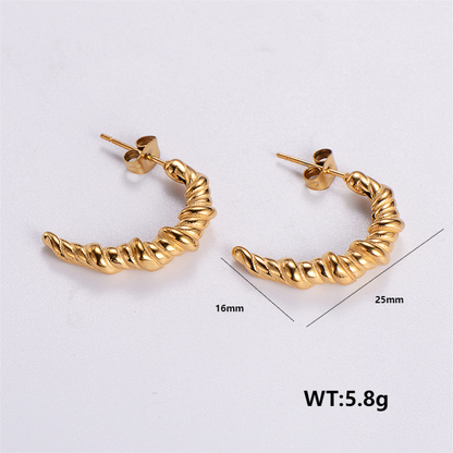 1 Pair Retro Roman Style Geometric Plating Stainless Steel 24k Gold Plated Ear Studs