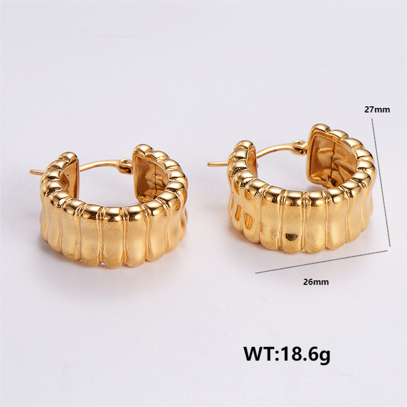 1 Pair Retro Roman Style Geometric Plating Stainless Steel 24k Gold Plated Ear Studs