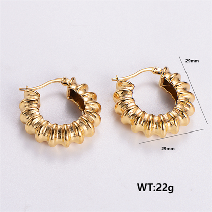 1 Pair Retro Roman Style Geometric Plating Stainless Steel 24k Gold Plated Ear Studs